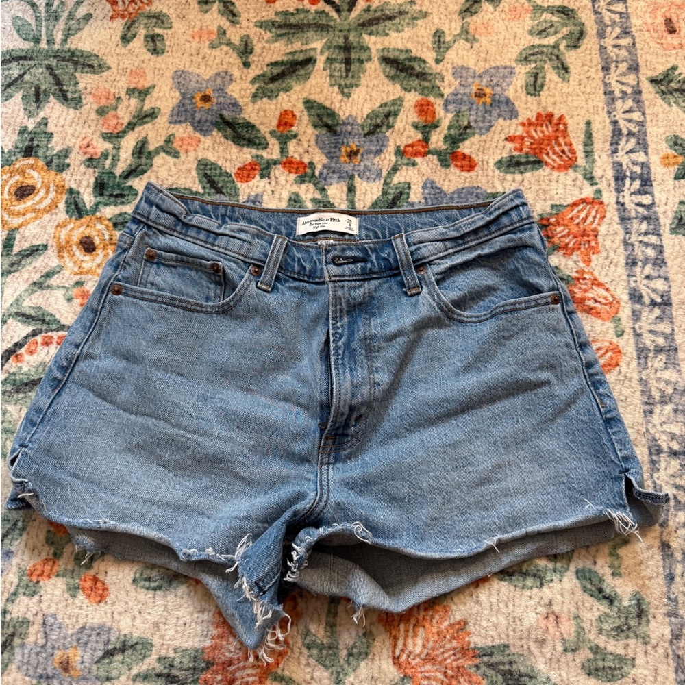 Abercrombie & Fitch Curve Love Mom Shorts Blue Jean Shorts